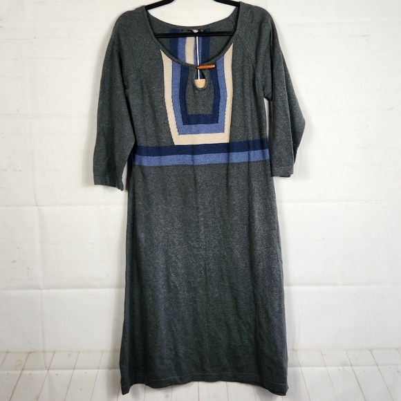 PrAna Yarrah Casual Preppy Travel Organic Cotton Knit Sweater Dress Gray XL - Picture 2 of 16